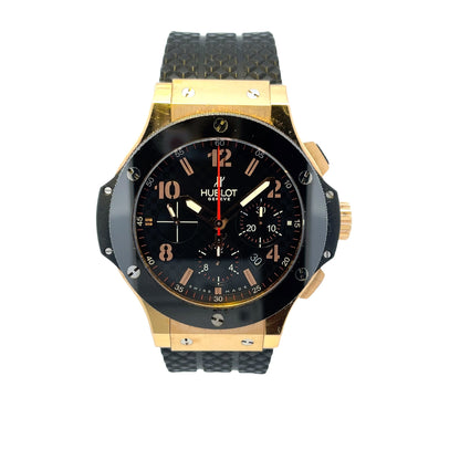 Hublot 44mm Classic Big Bang Rose Gold Ceramic Carbon Fiber Dial Chronograph 301.PB.131.RX - Beverly Hills Watch Company