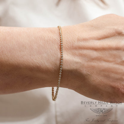 18K Yellow Gold Diamond Tennis Diamonds Bracelet 37627B 5N603Y - Beverly Hills Watch