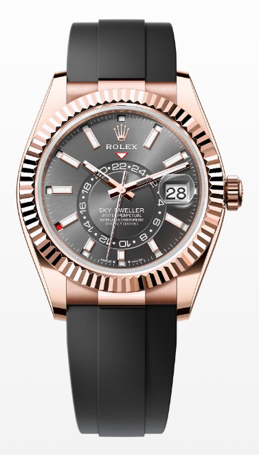 Rolex Sky-Dweller Everose 42mm Oysterflex Gray Dial 326235 - Beverly Hills Watch Company