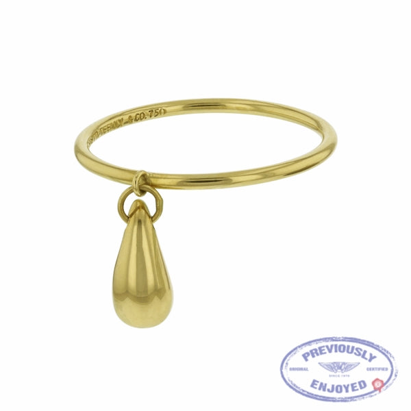 Tiffany & Co 18ct Gold Teardrop Charm Ring "RARE" Size 7.25 NY3HQM - Beverly Hills Watch