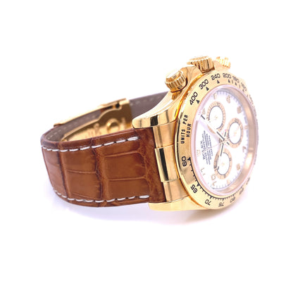 Rolex Daytona 40mm Yellow Gold White Dial Arabic 116518 - Beverly Hills Watch Company