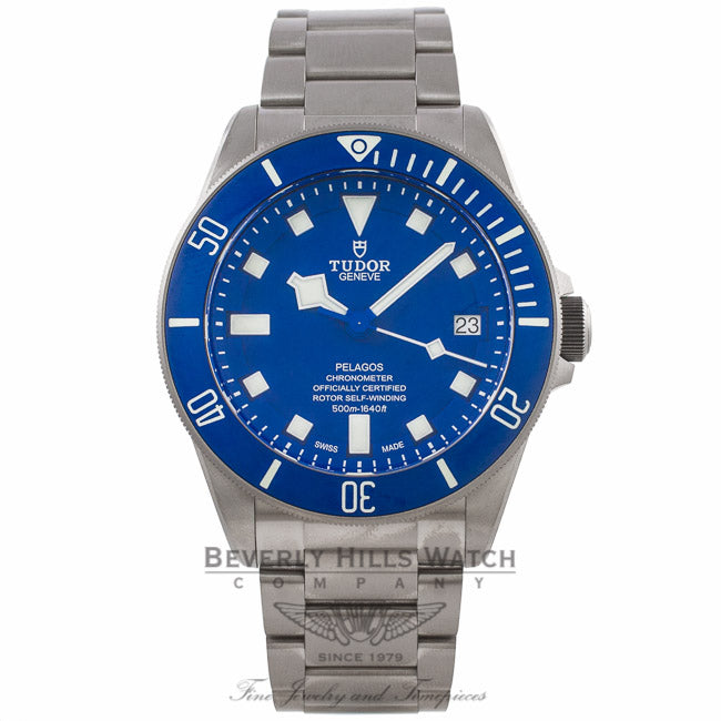 Tudor Pelagos 42MM Titanium Stainless Steel Matte Blue Bezel Blue Dial Bracelet 25600TB MEKFRP - Beverly Hills Watch Company Watch Store
