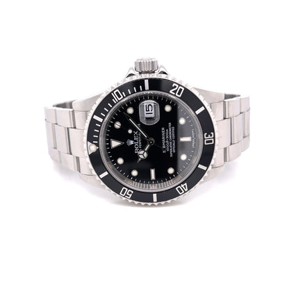 Rolex Submariner Date Stainless Steel Black Dial Oyster Bracelet 16610 - Beverly Hills Watch Company