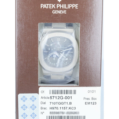 Patek Philippe Nautilus White Gold Power Reserve Moon Date 5712g-001 - Beverly Hills Watch Company