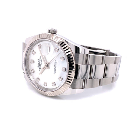 Rolex Datejust 41mm White Mother of Pearl Diamond Dial 126334 TYZXMC - Beverly Hills Watch Company