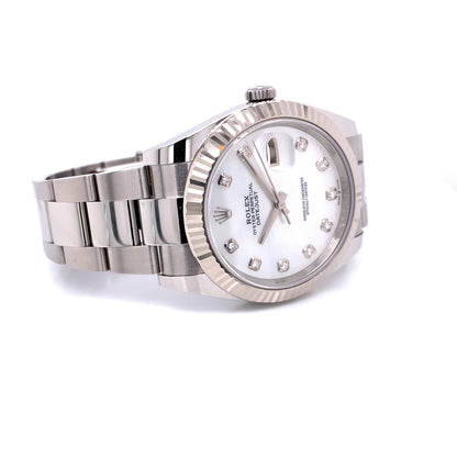 Rolex Datejust 41mm White Mother of Pearl Diamond Dial 126334 TYZXMC - Beverly Hills Watch Company