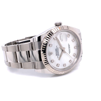 Rolex Datejust 41mm White Mother of Pearl Diamond Dial 126334 TYZXMC - Beverly Hills Watch Company