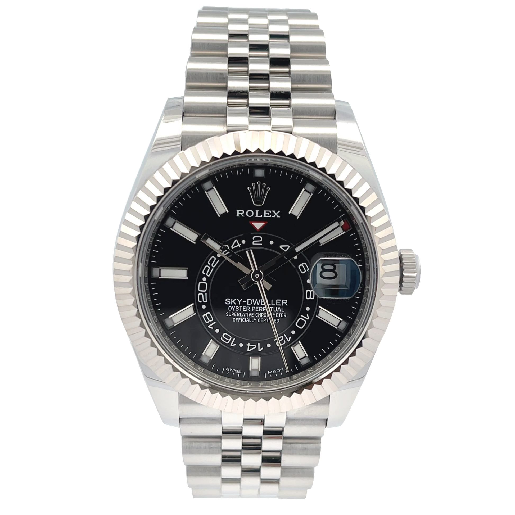 Rolex Sky-Dweller 42mm Stainless Steel Black Dial Jubilee 326934 - Beverly Hills Watch Company