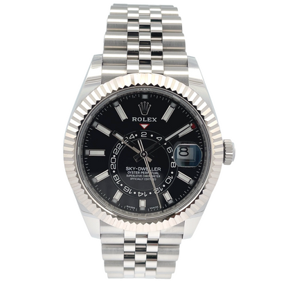 Rolex Sky-Dweller 42mm Stainless Steel Black Dial Jubilee 326934 - Beverly Hills Watch Company