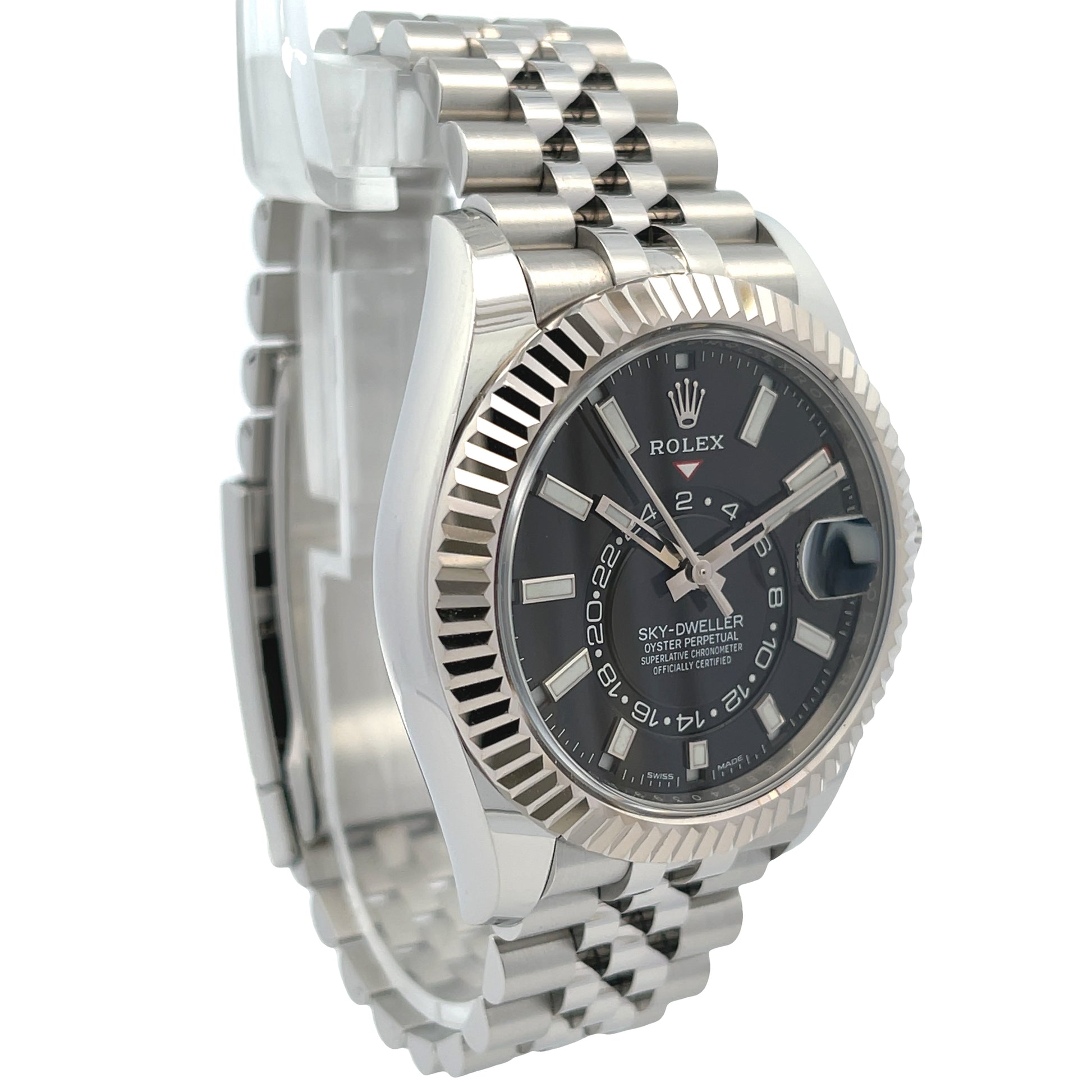Rolex Sky-Dweller 42mm Stainless Steel Black Dial Jubilee 326934 - Beverly Hills Watch Company