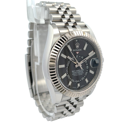 Rolex Sky-Dweller 42mm Stainless Steel Black Dial Jubilee 326934 - Beverly Hills Watch Company