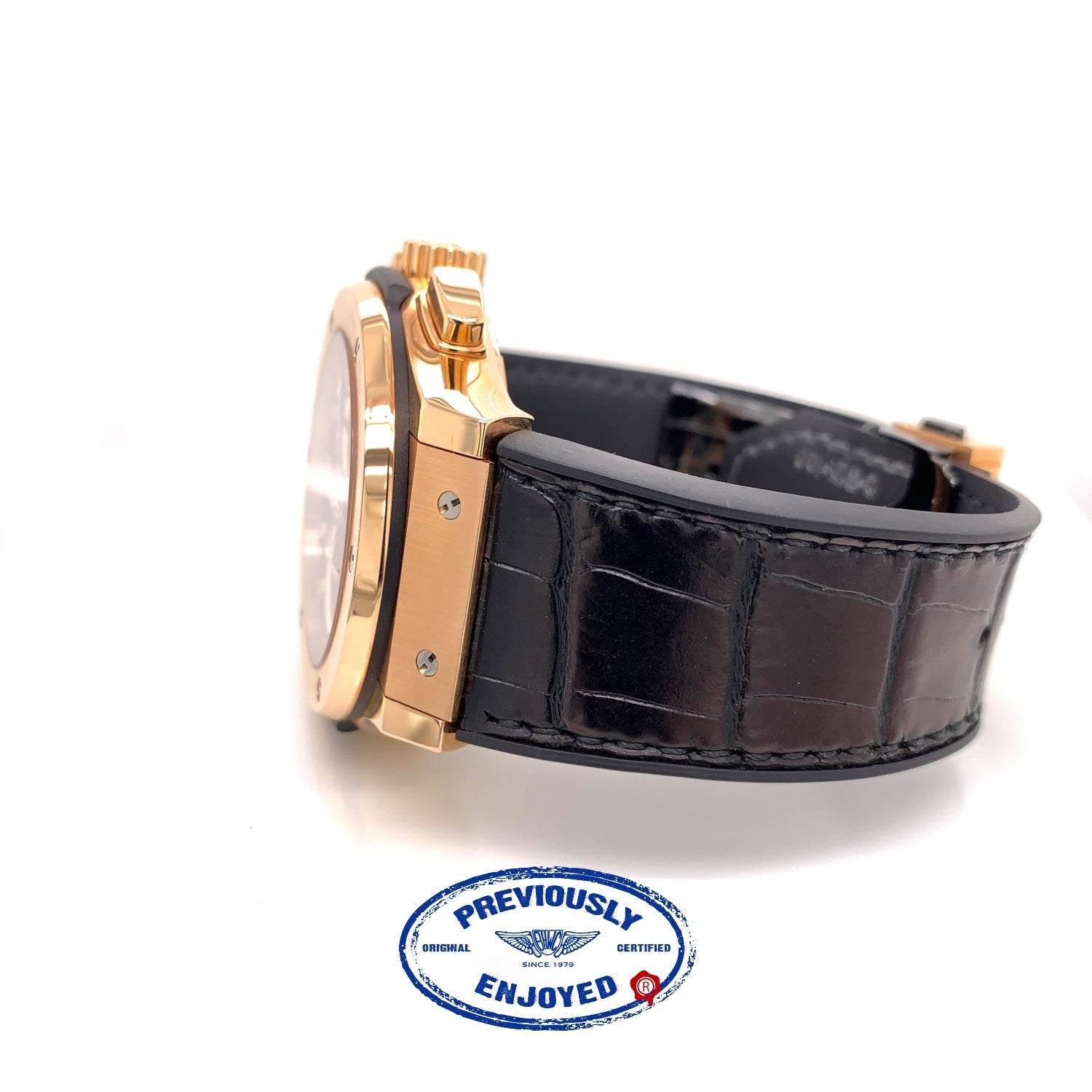 Hublot Classic Fusion 45mm Rose Gold Chronograph Black Dial 521.OX.1180.LR U88N93 - Beverly Hills Watch Company