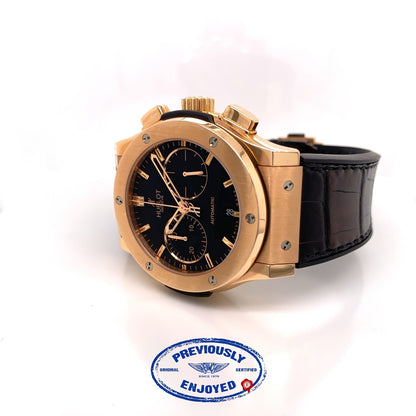 Hublot Classic Fusion 45mm Rose Gold Chronograph Black Dial 521.OX.1180.LR U88N93 - Beverly Hills Watch Company