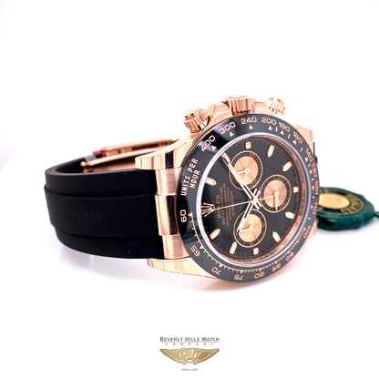 Rolex Daytona Everose Cerachrom Bezel Black Dial Oysterflex 116515LN - Beverly Hills Watch Company
