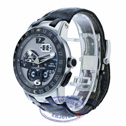 Ulysse Nardin El Toro GMT Silver Dial Platinum Perpetual Calendar 43mm 329-00 9791Z0 - Beverly Hills Watch Company