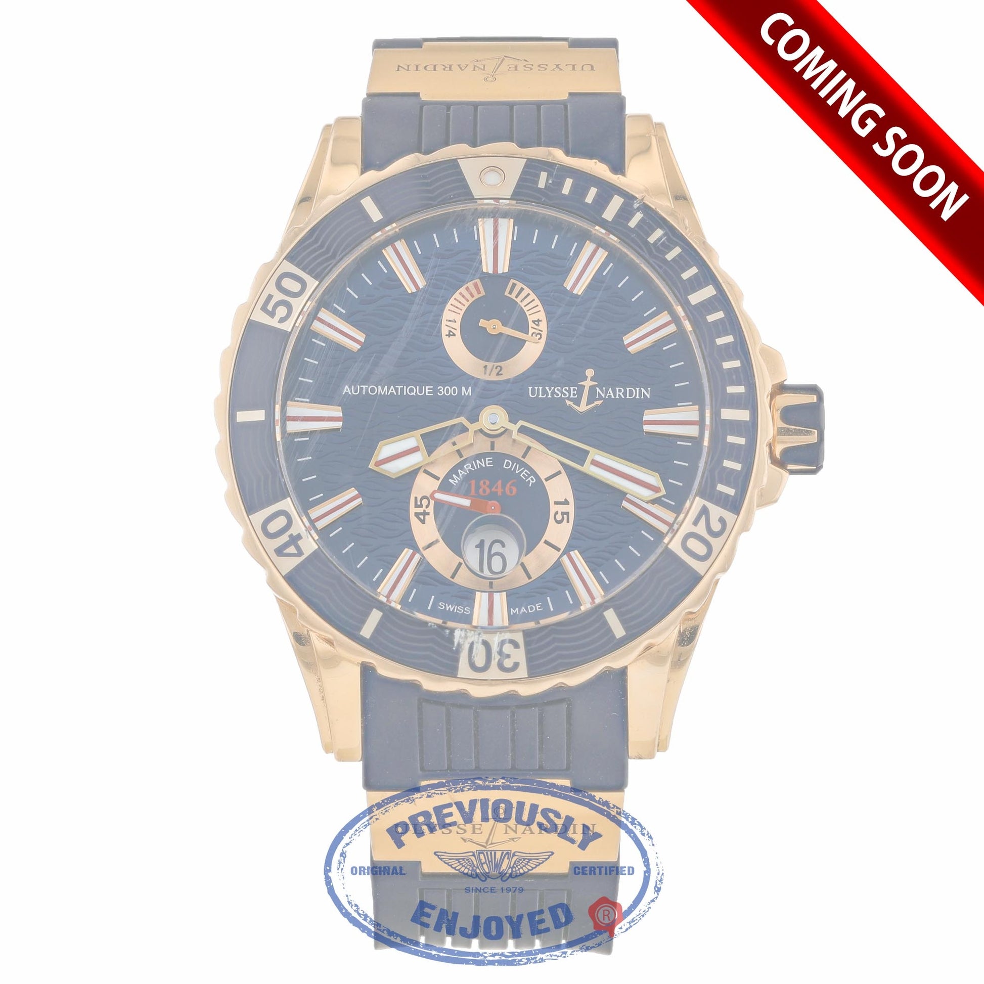 Ulysse Nardin Maxi Marine Diver 44mm Rose Gold 266-10-3/93 UHP4DP - Beverly Hills Watch Store