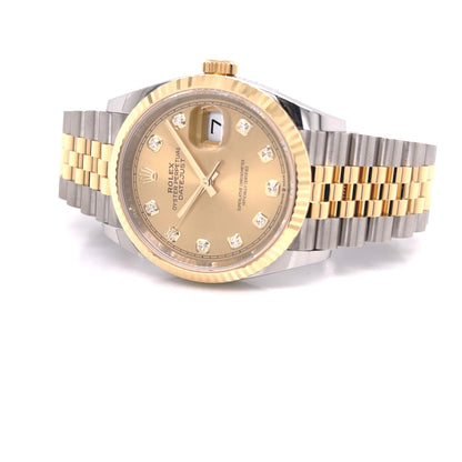 Rolex Datejust 36mm Yellow Gold and Stainless Jubilee Champagne Diamond Dial 126233 UPD1EH - Beverly Hills Watch Company
