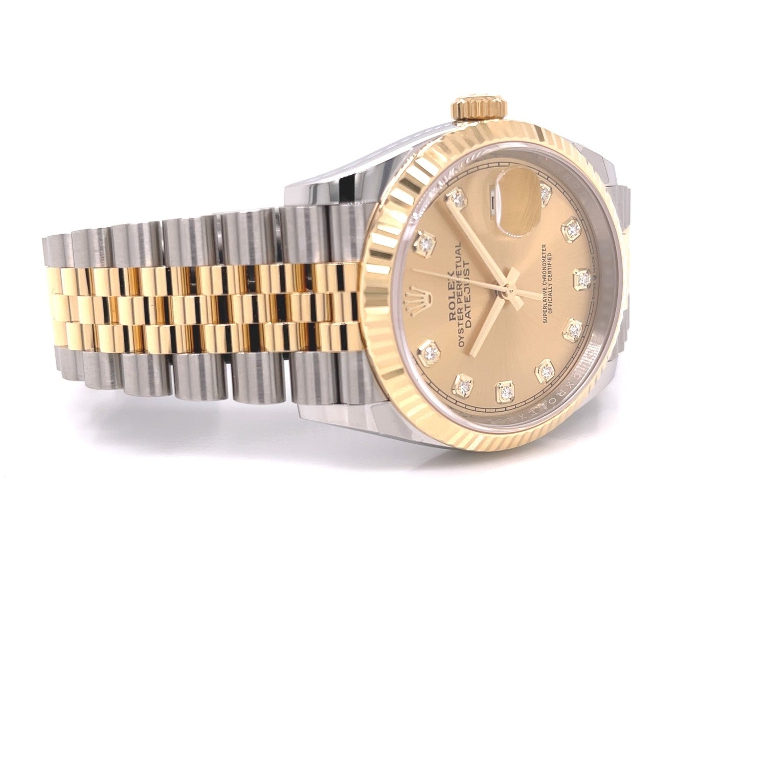 Rolex Datejust 36mm Yellow Gold and Stainless Jubilee Champagne Diamond Dial 126233 UPD1EH - Beverly Hills Watch Company