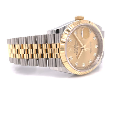 Rolex Datejust 36mm Yellow Gold and Stainless Jubilee Champagne Diamond Dial 126233 UPD1EH - Beverly Hills Watch Company