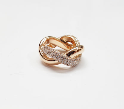 Naira & C Diamond Twisted Rose Gold Ring UYHJ6D - Beverly Hills Watch Company