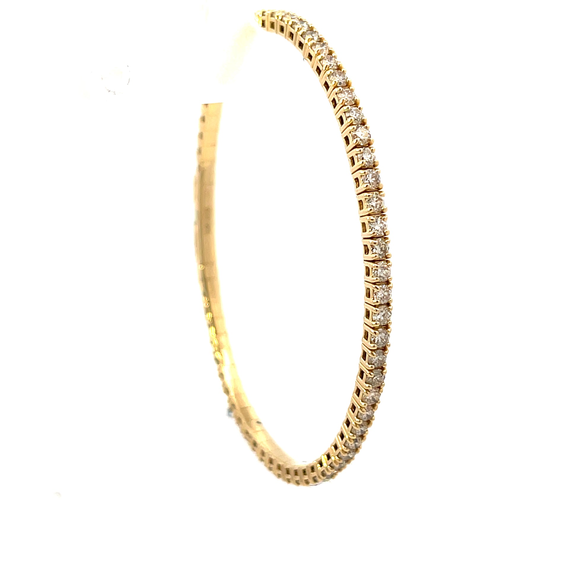 Naira & C Yellow Gold Prong-Set 3.02 TCW Diamond Flexible Bangle Bracelet - Beverly Hills Watch Company
