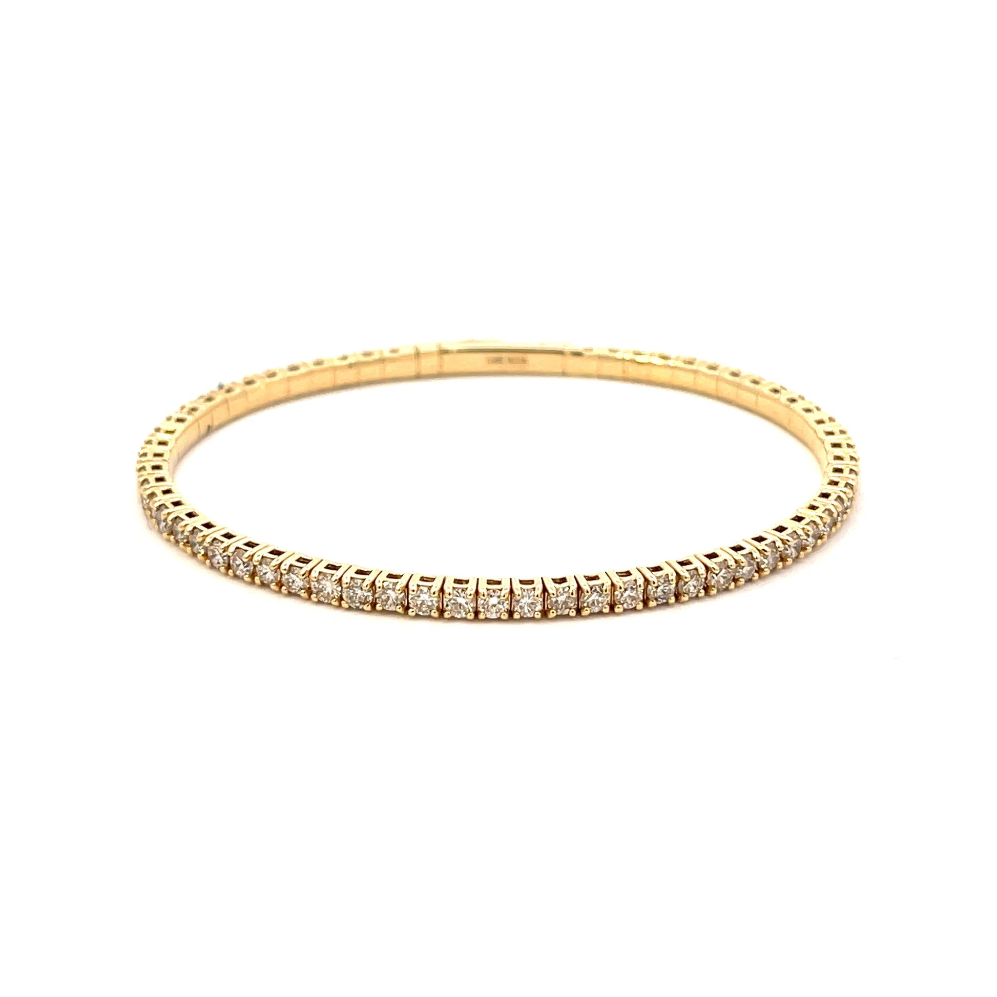 Naira & C Yellow Gold Prong-Set 3.02 TCW Diamond Flexible Bangle Bracelet - Beverly Hills Watch Company