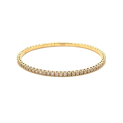 Naira & C Yellow Gold Prong-Set 3.02 TCW Diamond Flexible Bangle Bracelet - Beverly Hills Watch Company