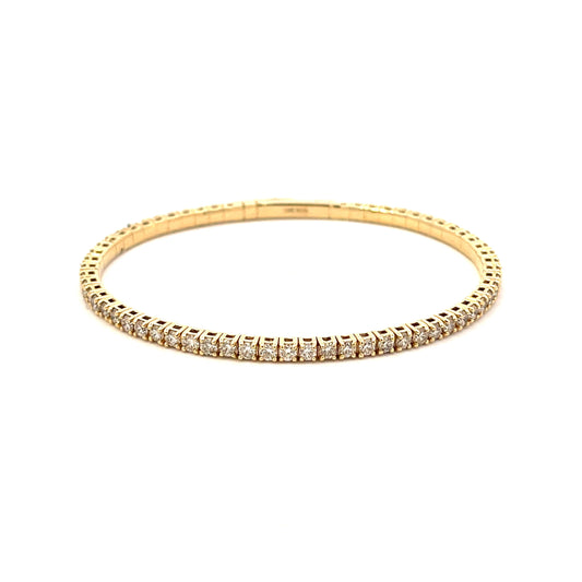 Naira & C Yellow Gold Prong-Set 3.02 TCW Diamond Flexible Bangle Bracelet - Beverly Hills Watch Company