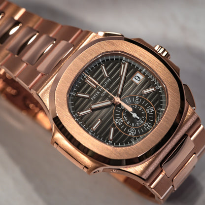 Patek Philippe Nautilus Chronograph Rose Gold Black Dial 5980/1R-001