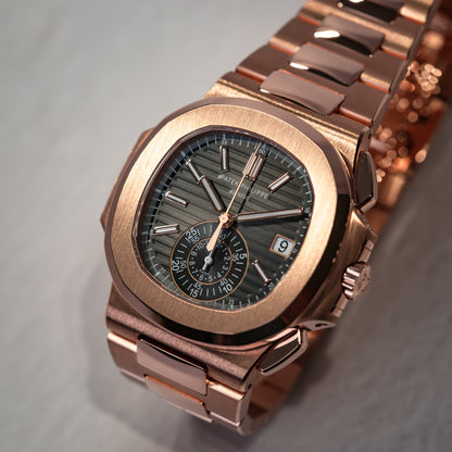 Patek Philippe Nautilus Chronograph Rose Gold Black Dial 5980/1R-001