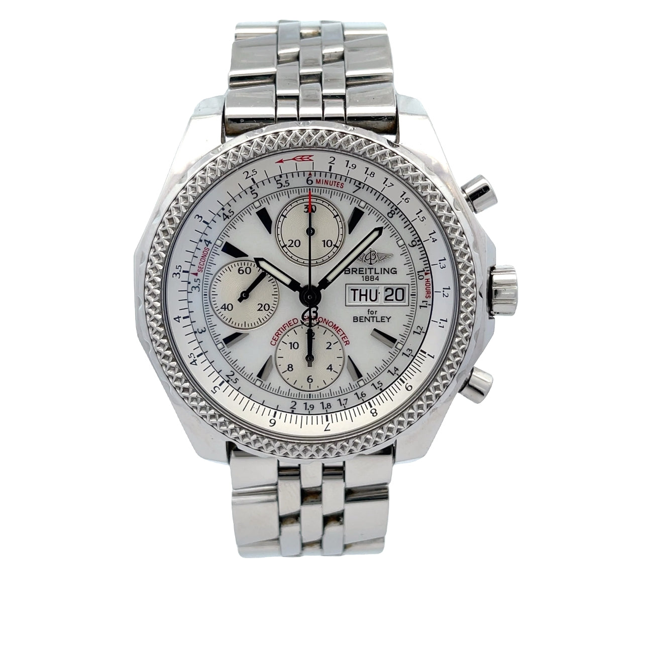 Breitling for Bentley Motors GT Stainless Steel Silver Dial A1336212/A575 - Beverly Hills Watch Company