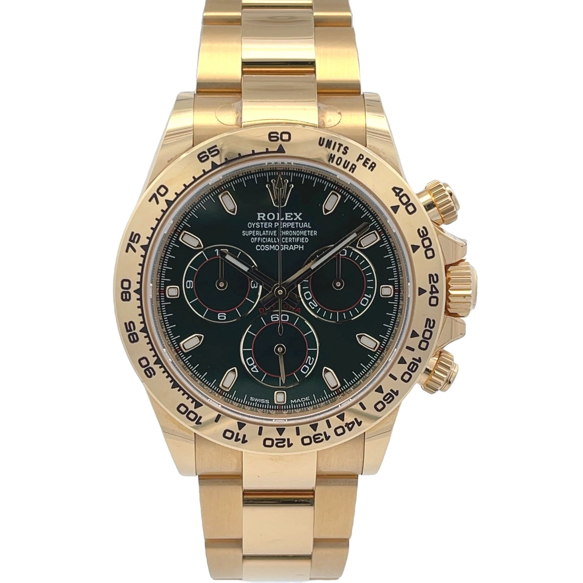 Rolex Daytona Yellow Gold Anniversary Green 116508 - Beverly Hills Watch Company