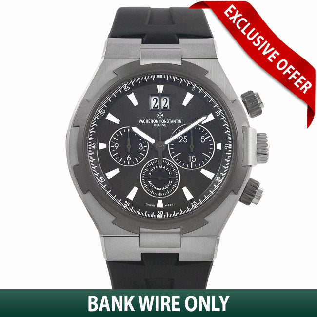 Vacheron Constantin Overseas Chronograph 42MM Stainless Steel Titanium Bezel Black Rubber Strap 49150/000W-9501 98HY5V  - Beverly Hills Watch Company Watch Store
