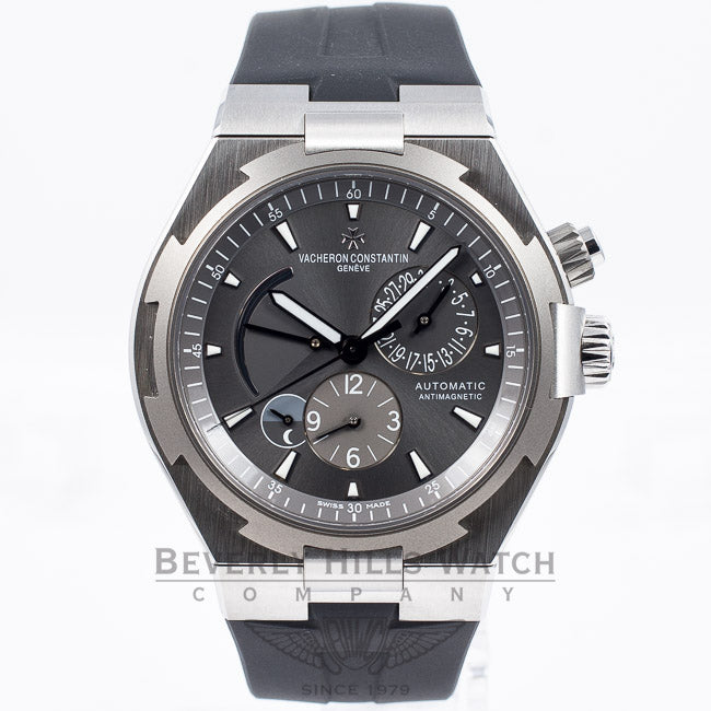 Vacheron Constantin Overseas Dual Time Day Night Indicator Titanium Bezel Stainless Steel 42mm Case Rubber Strap Watch 47450/000W-9511 Beverly Hills Watch Company Watch Store