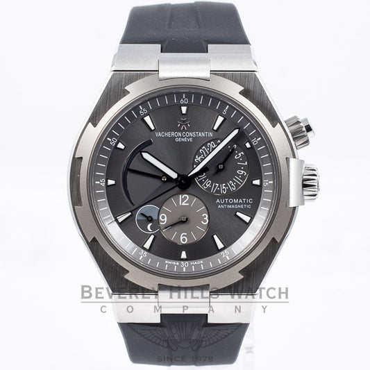 Vacheron Constantin Overseas Dual Time Day Night Indicator Titanium Bezel Stainless Steel 42mm Case Rubber Strap Watch 47450/000W-9511 Beverly Hills Watch Company Watch Store