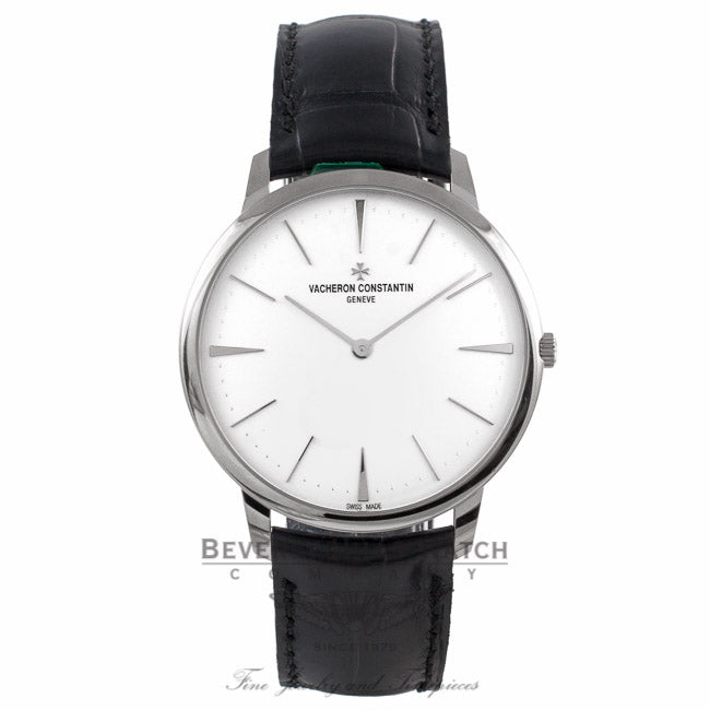 Vacheron Constantin Patrimony Comtemporaine 40MM 18k White Gold Silver Dial Black Alligator Strap 81180/000G-9117 65Z4FY - Beverly Hills Watch Company Watch Store