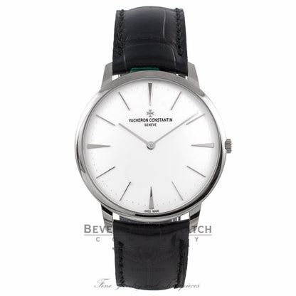Vacheron Constantin Patrimony Comtemporaine 40MM 18k White Gold Silver Dial Black Alligator Strap 81180/000G-9117 65Z4FY - Beverly Hills Watch Company Watch Store