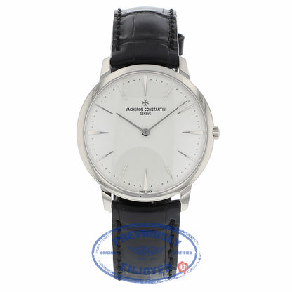 Vacheron Constantin Patrimony Grand Taille 40MM 18k White Gold Silver Dial Black Alligator Strap 81180/000G-9117 NMTJCR - Beverly Hills Watch Company