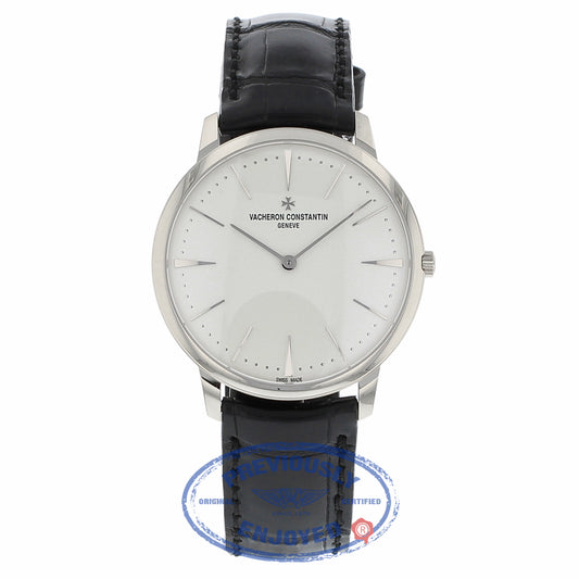 Vacheron Constantin Patrimony Grand Taille 40MM 18k White Gold Silver Dial Black Alligator Strap 81180/000G-9117 NMTJCR - Beverly Hills Watch Company