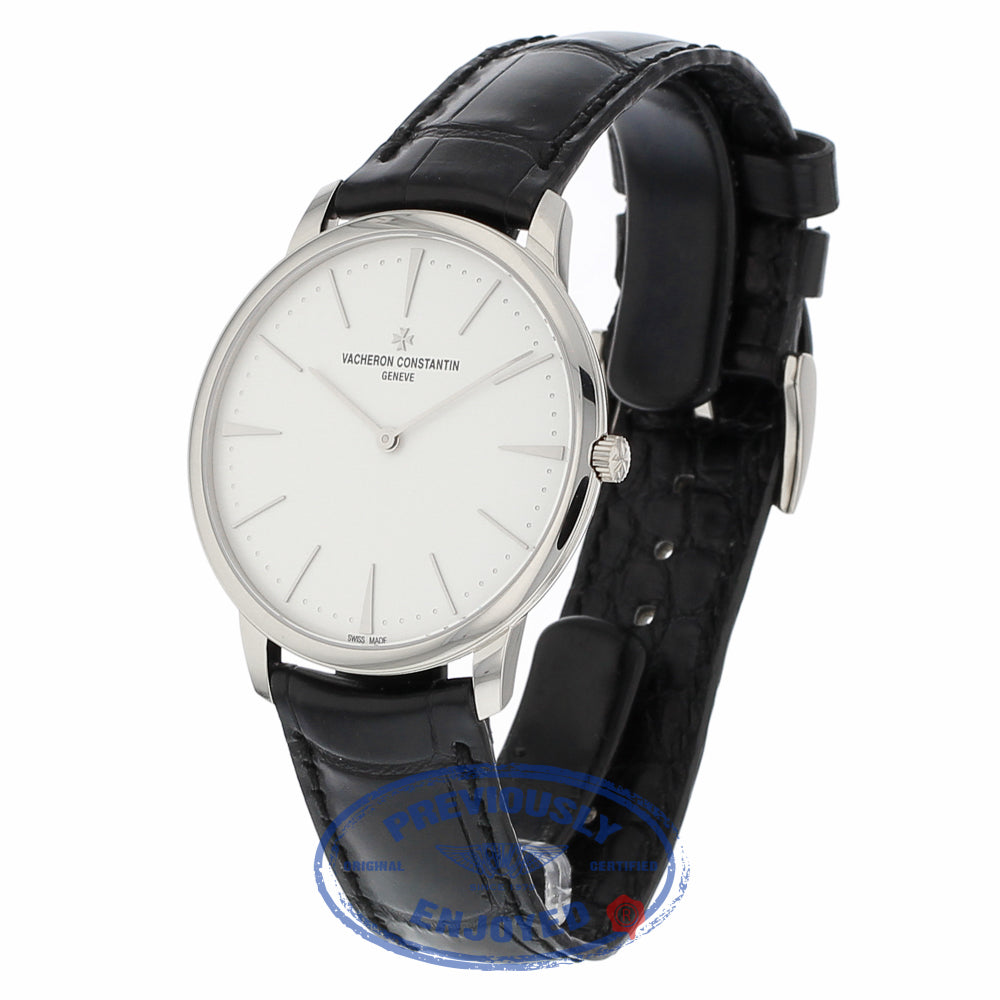 Vacheron Constantin Patrimony Grand Taille 40MM 18k White Gold Silver Dial Black Alligator Strap 81180/000G-9117 NMTJCR - Beverly Hills Watch Company