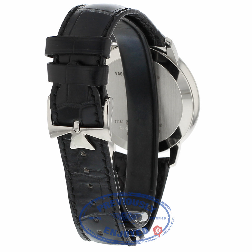 Vacheron Constantin Patrimony Grand Taille 40MM 18k White Gold Silver Dial Black Alligator Strap 81180/000G-9117 NMTJCR - Beverly Hills Watch Company