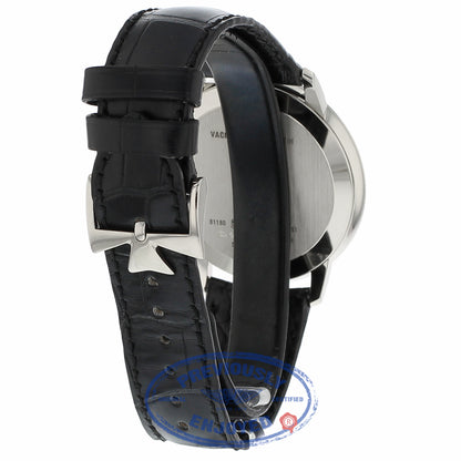 Vacheron Constantin Patrimony Grand Taille 40MM 18k White Gold Silver Dial Black Alligator Strap 81180/000G-9117 NMTJCR - Beverly Hills Watch Company