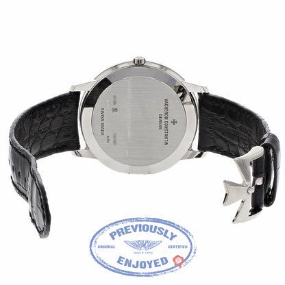 Vacheron Constantin Patrimony Grand Taille 40MM 18k White Gold Silver Dial Black Alligator Strap 81180/000G-9117 NMTJCR - Beverly Hills Watch Company