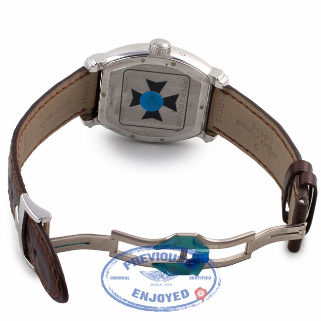 Vacheron Constantin Tonneau Malte Dual Time 18k White Gold Silver Dial Brown Alligator Strap 47400/000G-9100 KZ4Q90 - Beverly Hills Watch Company Watch Store