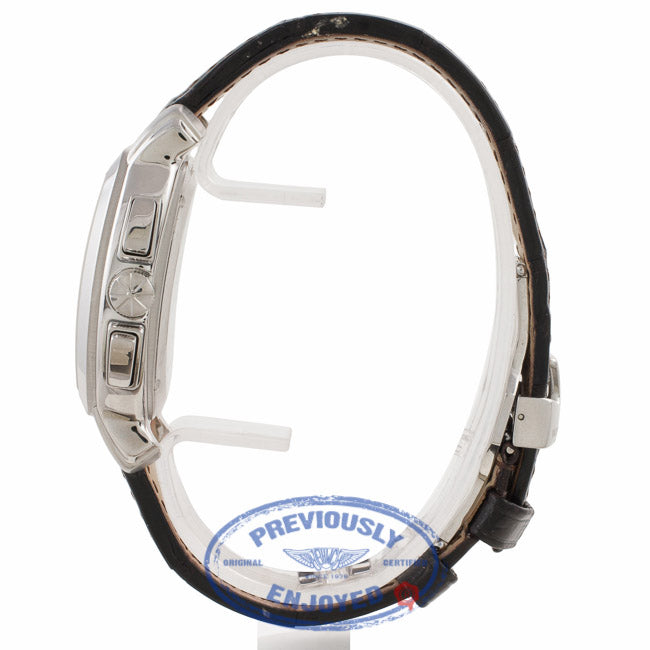 Vacheron Constantin Royal Eagle Chronograph Stainless Steel Off White Dial Black Leather Strap 49145/000A-8970 ER40KH - Beverly Hills Watch Company Watch Store