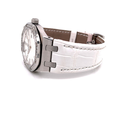 Audemars Piguet Royal Oak 33MM Ladies Stainless Steel Diamond Bezel Silver Dial 67651ST.ZZ.D011CR.01 - Beverly Hills Watch Company