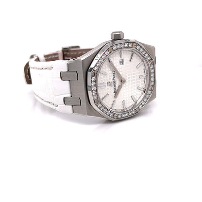 Audemars Piguet Royal Oak 33MM Ladies Stainless Steel Diamond Bezel Silver Dial 67651ST.ZZ.D011CR.01 - Beverly Hills Watch Company