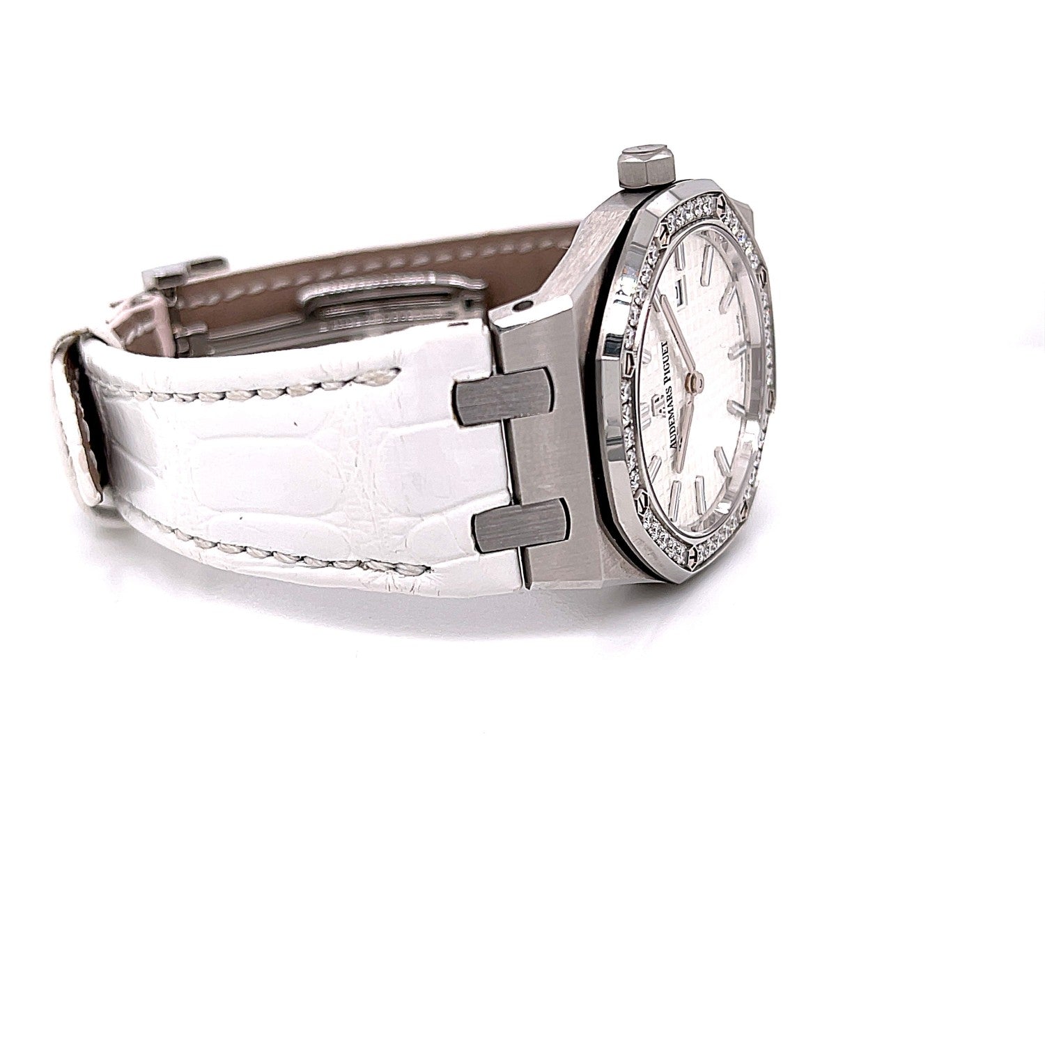 Audemars Piguet Royal Oak 33MM Ladies Stainless Steel Diamond Bezel Silver Dial 67651ST.ZZ.D011CR.01 - Beverly Hills Watch Company