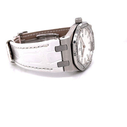 Audemars Piguet Royal Oak 33MM Ladies Stainless Steel Diamond Bezel Silver Dial 67651ST.ZZ.D011CR.01 - Beverly Hills Watch Company