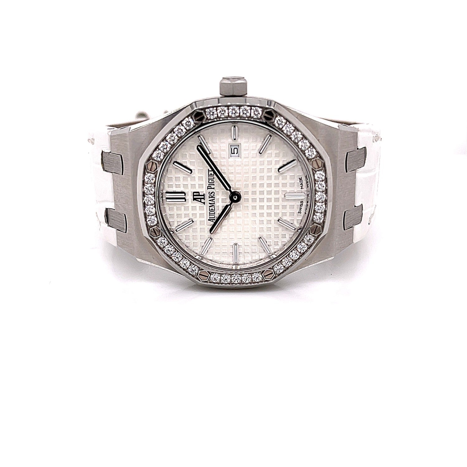 Audemars Piguet Royal Oak 33MM Ladies Stainless Steel Diamond Bezel Silver Dial 67651ST.ZZ.D011CR.01 - Beverly Hills Watch Company
